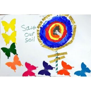 This colourful #SaveSoil artwork was made by a group of 6-11 year old children who live in the same apartment block in HITEC City, Hyderabad!

Here is artwork by Beant, Aaduke, Aadya, Abhas, Advip, Yoshishta, Karthikeya, Ashvi and Yajun! 

Let's make sure the voices of these young friends are heard. It's time to put in policies to take care of our soil for generations to come! #ExhibitSaveSoil